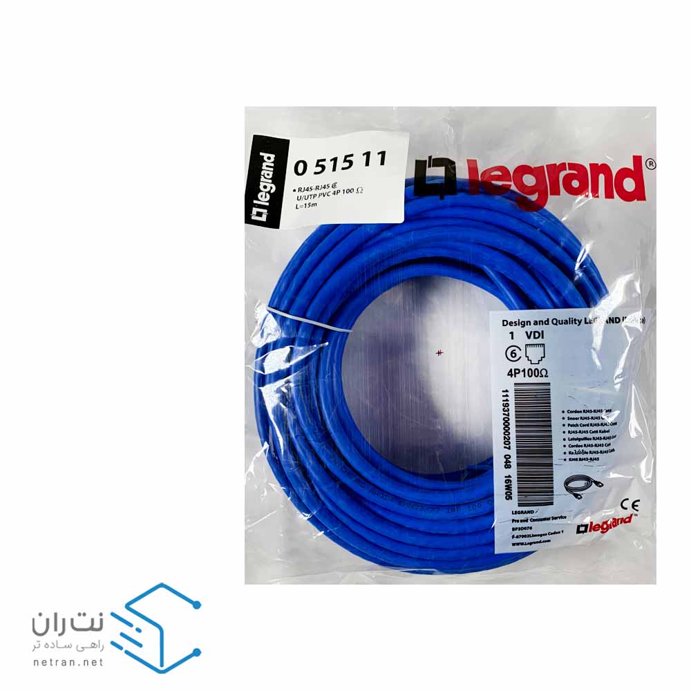 قیمت پچ کورد لگراند Cat6 UTP روکش PVC آبی 15 متری